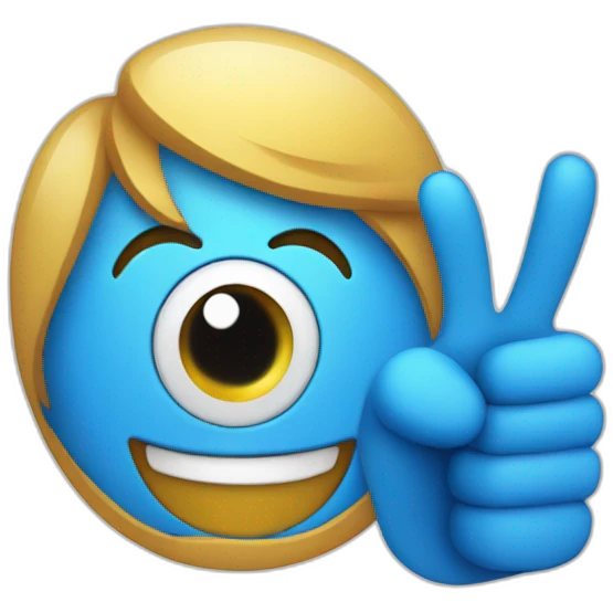 a blue thumb-up with eyes looking happy emoji