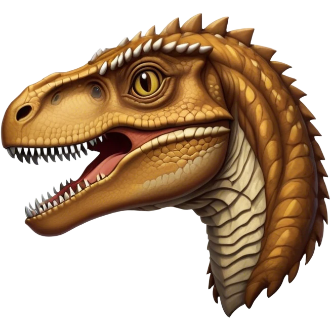 Cinematic Realistic Noble velociraptor/T-rex Portrait Emoji, Poised and imposing, with a massive, muscular build and a rugged, intricately scaled hide in ancient earthy tones, a sharply defined, fearsome head with piercing, primal eyes rendered in lifelike detail, high shine, intelligent and formidable, styled with an air of prehistoric authority, focused and attentive, soft glowing outline, capturing the essence of a watchful and confident velociraptor/T-rex that appears ready to roar out of the screen with timeless power! emoji