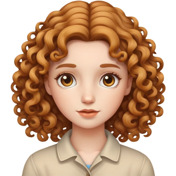 a white skin girl with curly light brown hair emoji