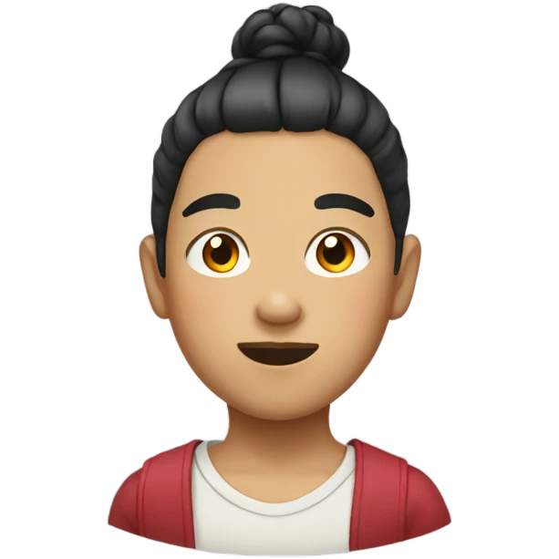 Asian boy with a hair bun emoji