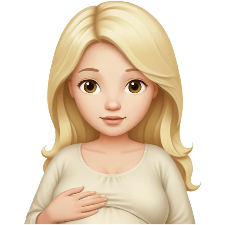 Beautiful Pregnant woman blonde with long hair cream top emoji