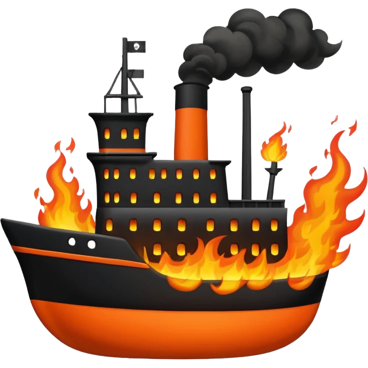 un barco en llamas emoji