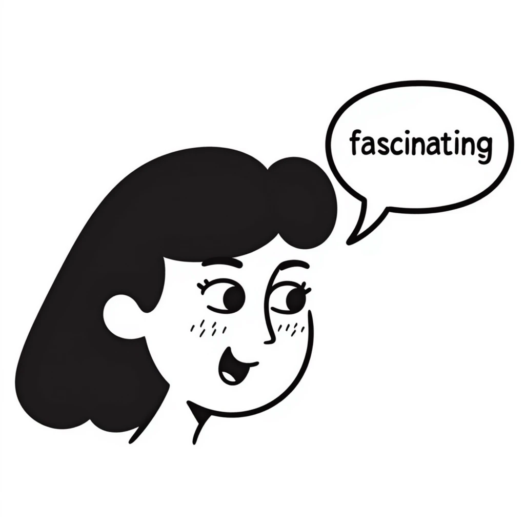 face with exaggerated eye roll and a speech bubble that says 'fascinating' in a sarcastic way emoji