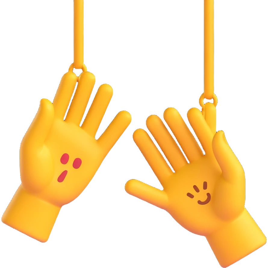 Two open hands in emoji style, tilted to the right as if pushing a swing, with motion lines behind them to show movement. Minimal background, clean cartoon style emoji