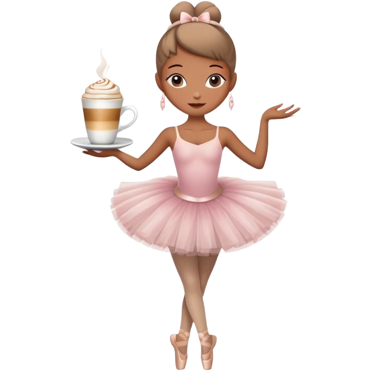 Ballerina that has a cappucion cup as her head emoji