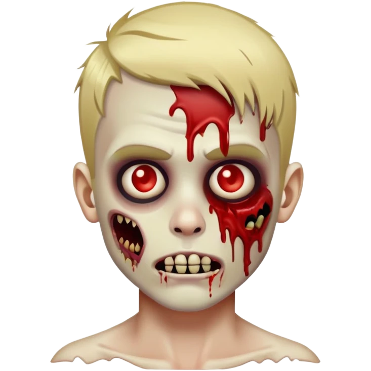 a blonde hair zumbir boy emoji with cuts and blood in his face emoji