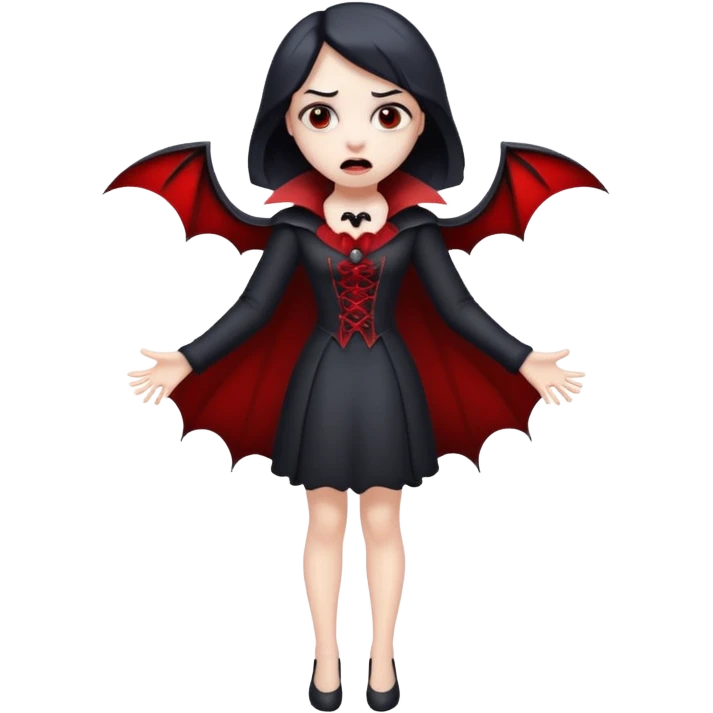 Cartoon vampire girl with a shocked expression, full body  emoji