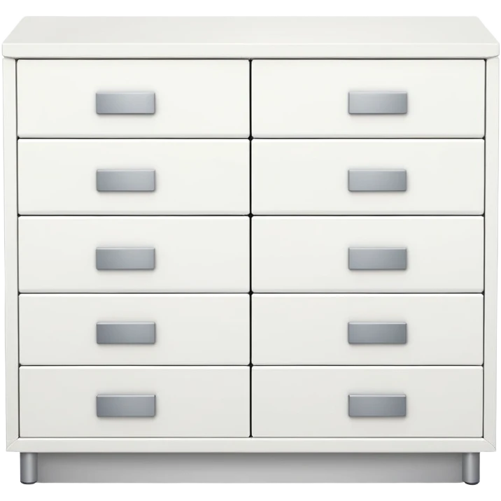 Sleek white 6-drawer dresser, one knob per drawer, IKEA-inspired simplicity emoji