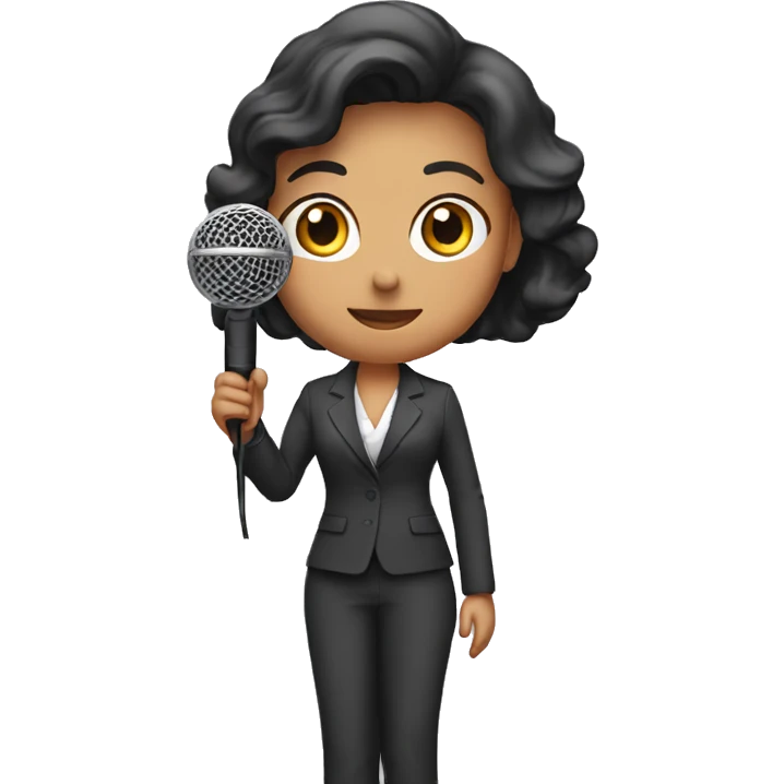 journalist standing confidently while holding a microphone. The journalist should be in professional attire girl emoji