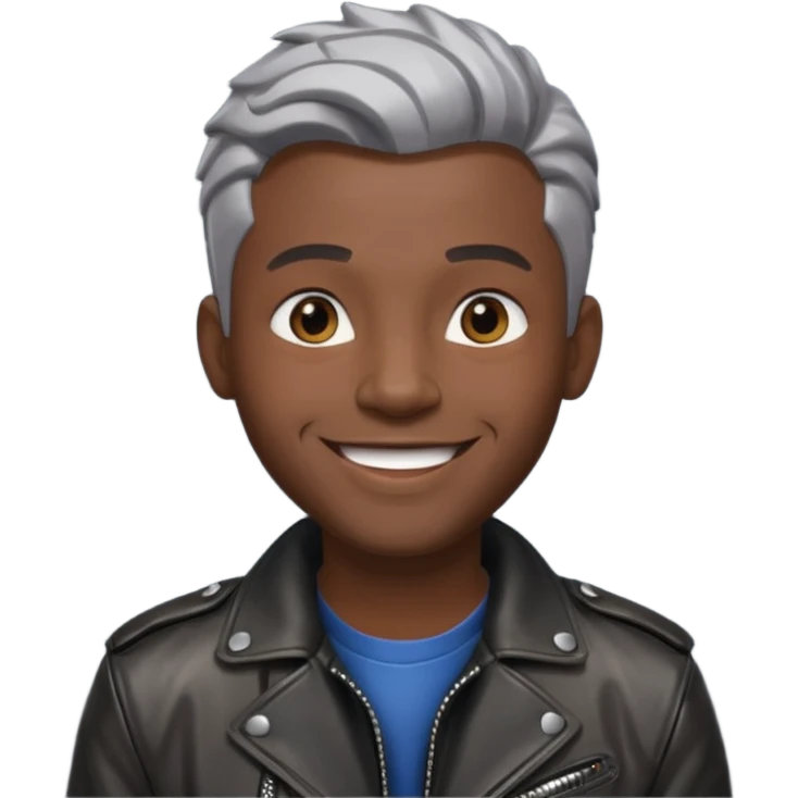 black man with metalic hair lether jacket emoji
