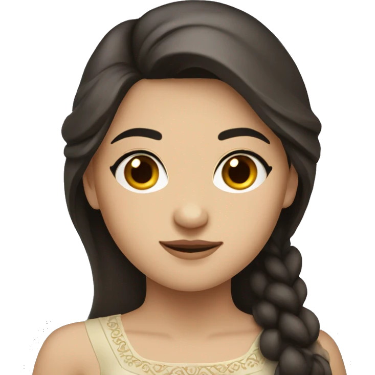 Turkic girl with Dark Brown Hair which goes a bit past shoulders wearing gown  emoji