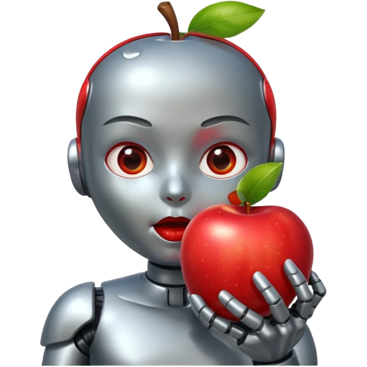 Android comendo maçã emoji