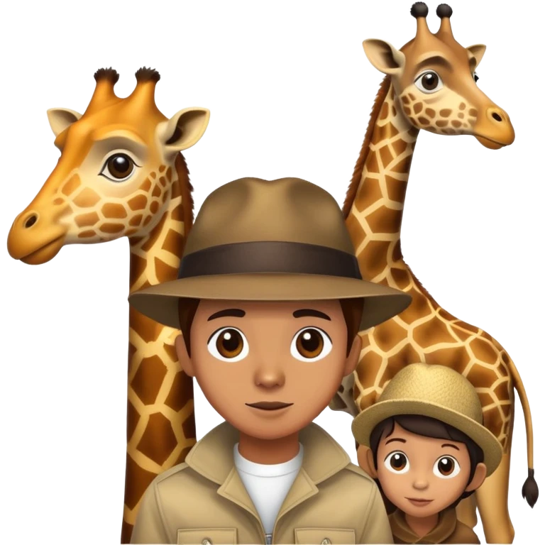 a person visiting a zoo with animals like giraffe and monkey in the background emoji