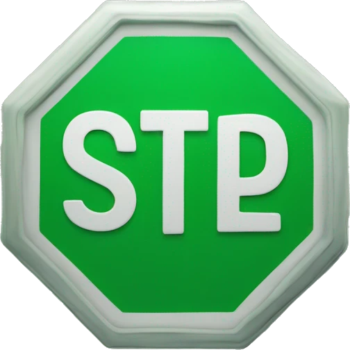 A green stop sign that says serve emoji