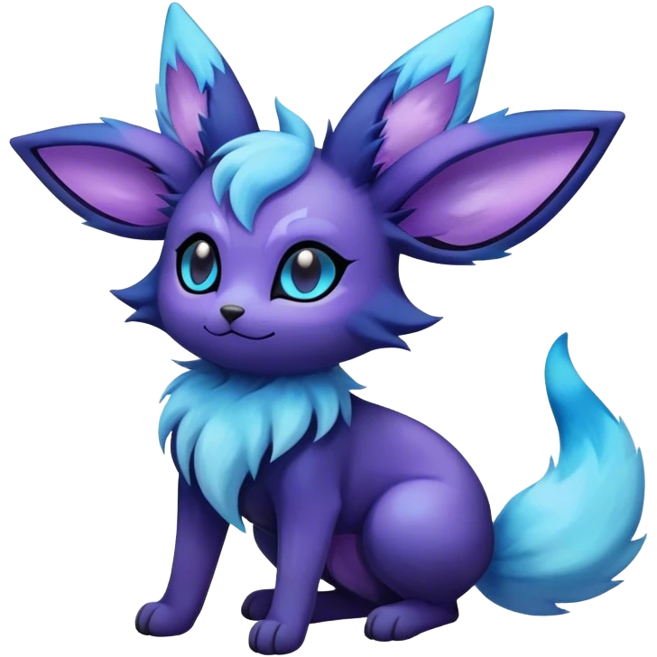 Fluffy celestial Glaceon-Espeon-Umbreon-hybrid, full body emoji