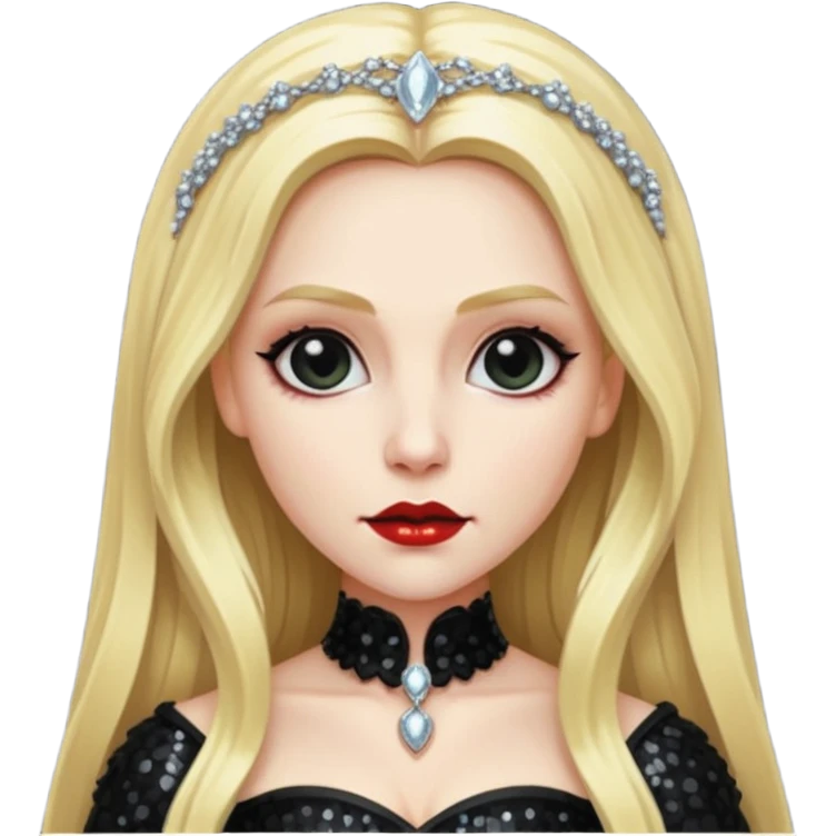 Bride of Dracula with long blonde hair, black sequin outfit emoji