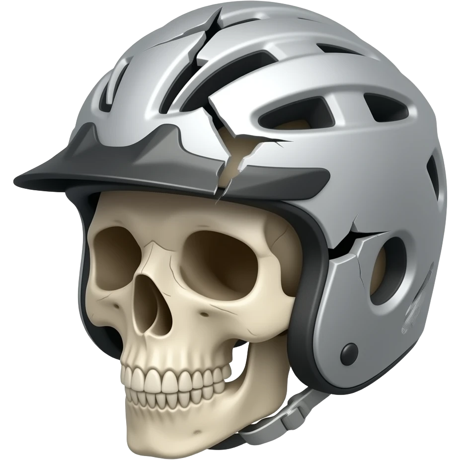 Un cráneo roto con un casco de Cross roto también emoji