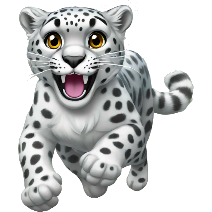 Female Snow leopard running in forest emoji
