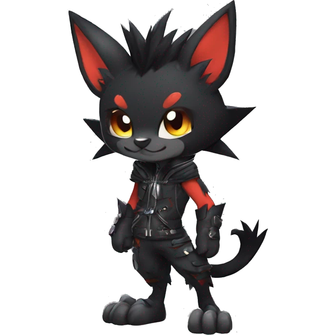 Black Anthro Cool Punk Bat-Litten-Fakemon-fursona Full Body emoji
