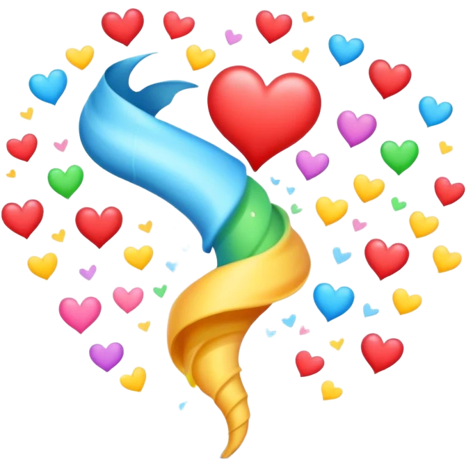 Tornado with hearts and cute Emojis  emoji