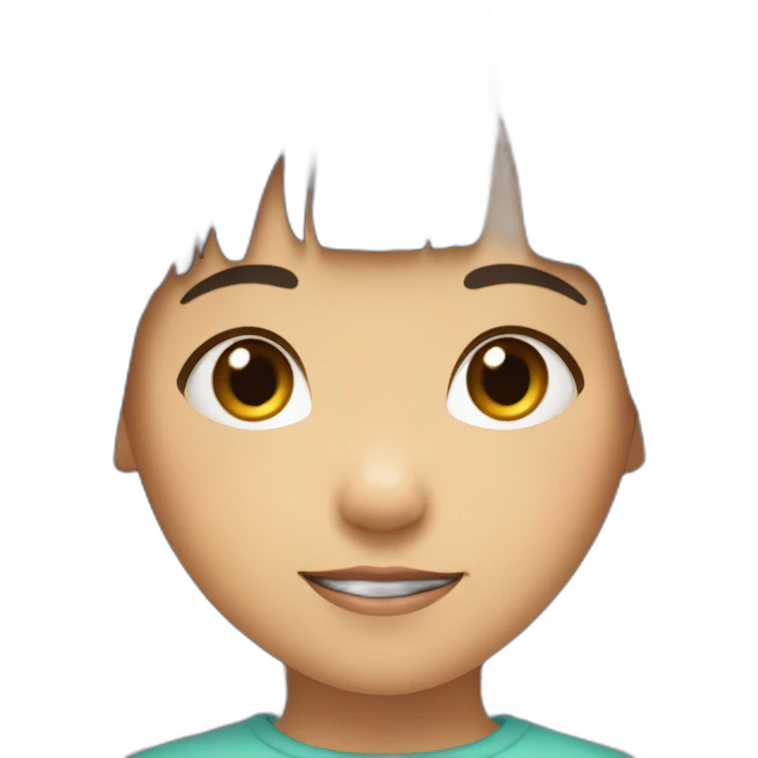 Filipino child girl young with short brown hair fringe slim lost on front tooth 4 years old emoji
