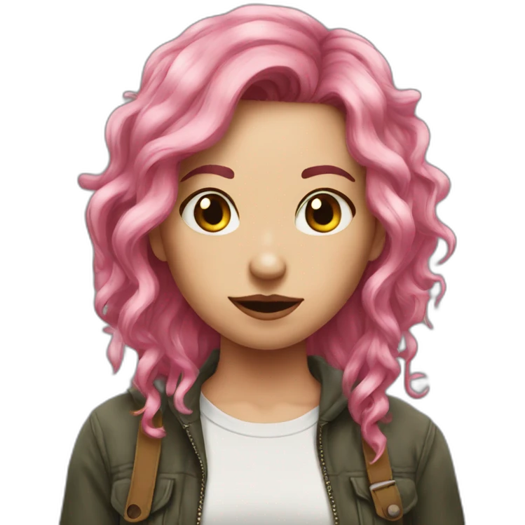 mischevious girl pink hair chaos emoji