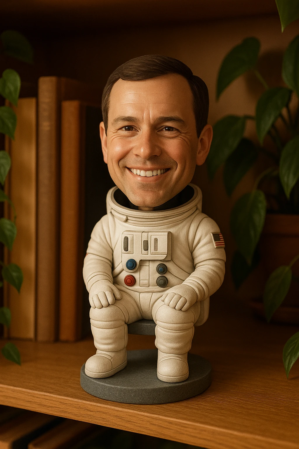 a smiling astronaut bobblehead style emoji
