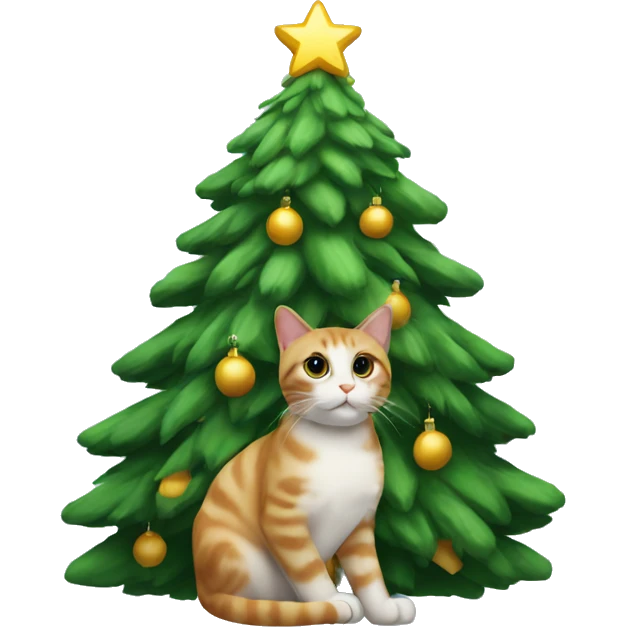 christmas tree with cat on top emoji