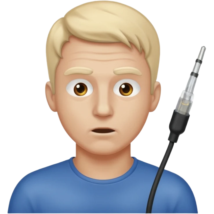 a man with a LAN cable in his nostril, zapped emoji