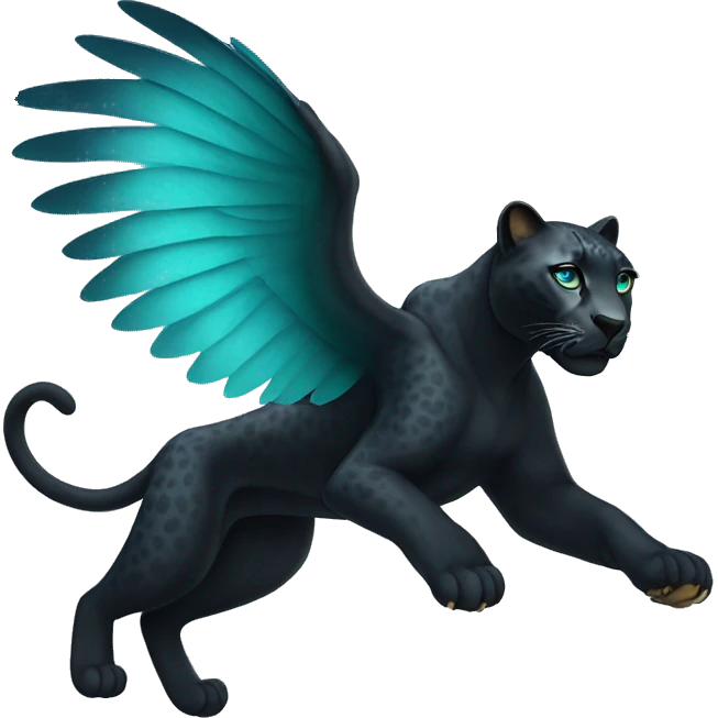 winged black leopard with turquoise eyes flying emoji
