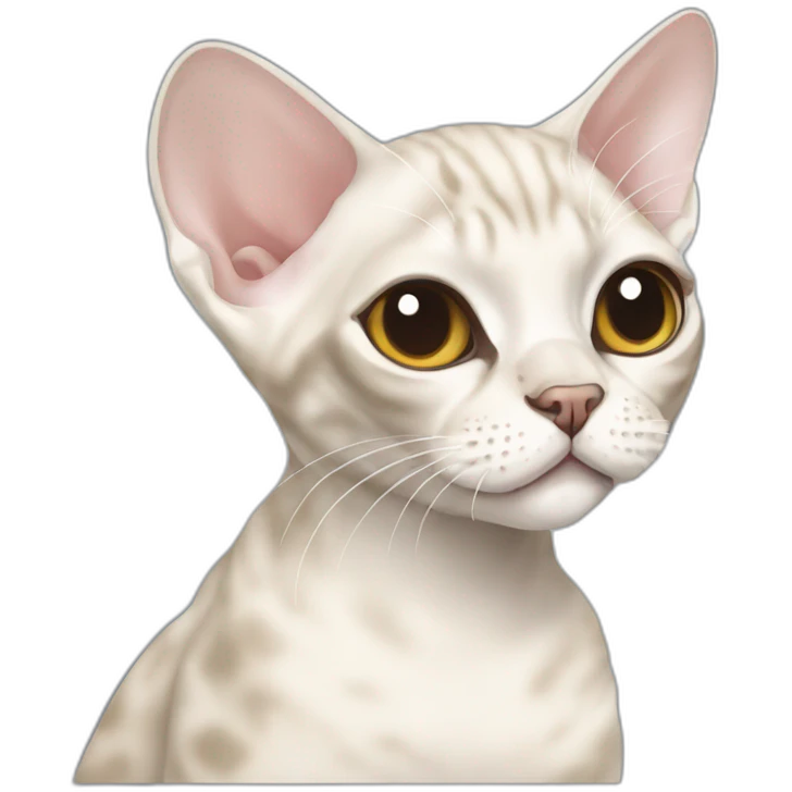 Seal color Devon Rex cat with white paws emoji