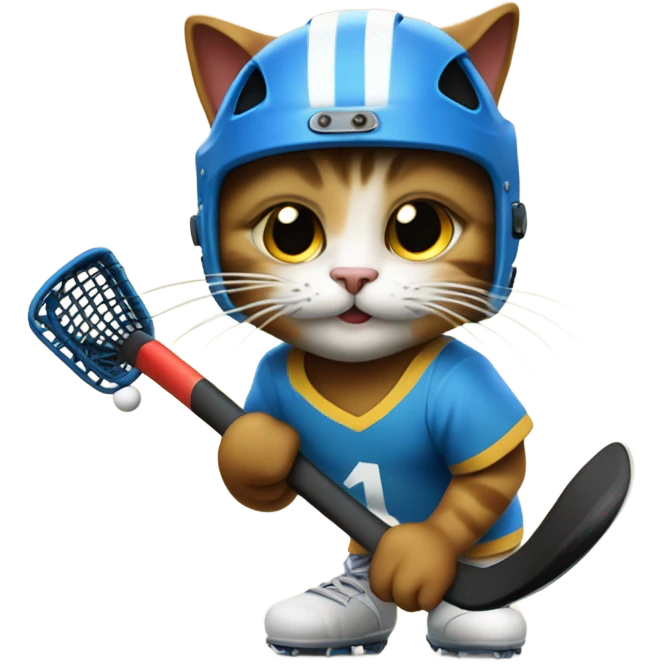 cat playing feild hockey emoji