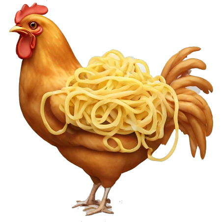 Chicken eating fettuccine emoji