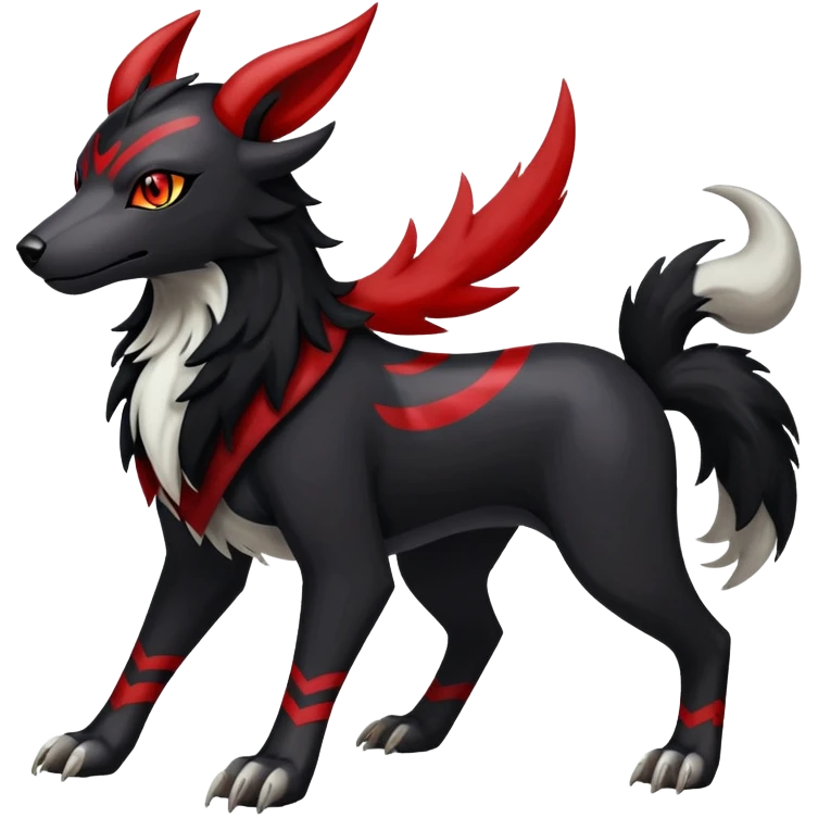 Shiny Exotic Excessive Mysterious Houndoom-Mightyena-Pokémon-Fakémon-hybrid-creature (full body) emoji