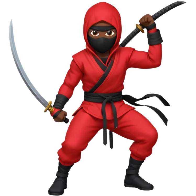 black skin ninja red clothes emoji