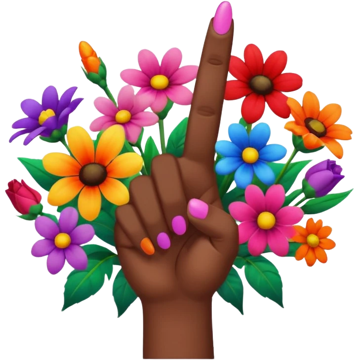 💐 combined with 🖕🏽 emoji