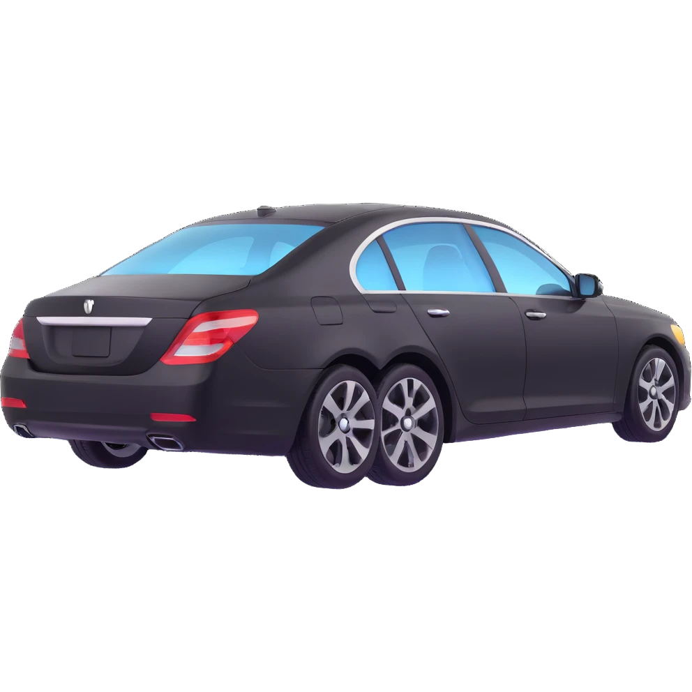 black high-end sedan with a clear protective film halfway on the car, showing the application process, elegant and sophisticated emoji