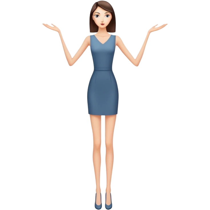 A tall slender woman with elongated arms and legs, sharp angular facial features, high cheekbones emoji