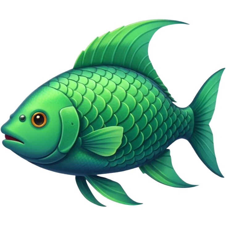 the flat side view of a green common fictional fish emoji