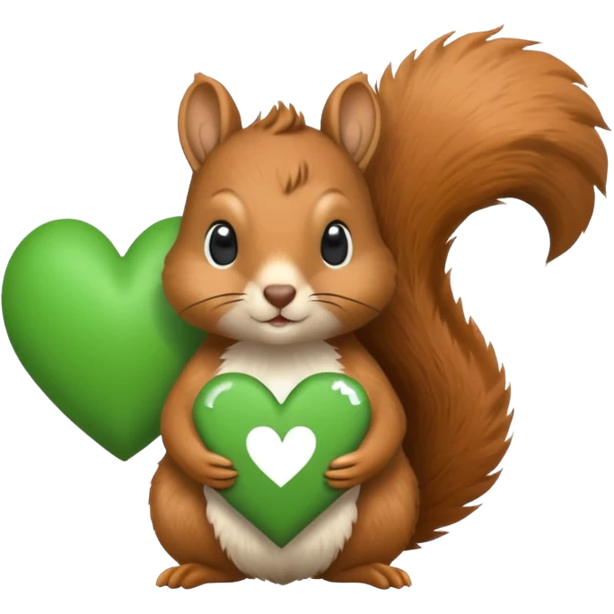 Squirrel in a heart with a green mental Health Awearness ribbon emoji
