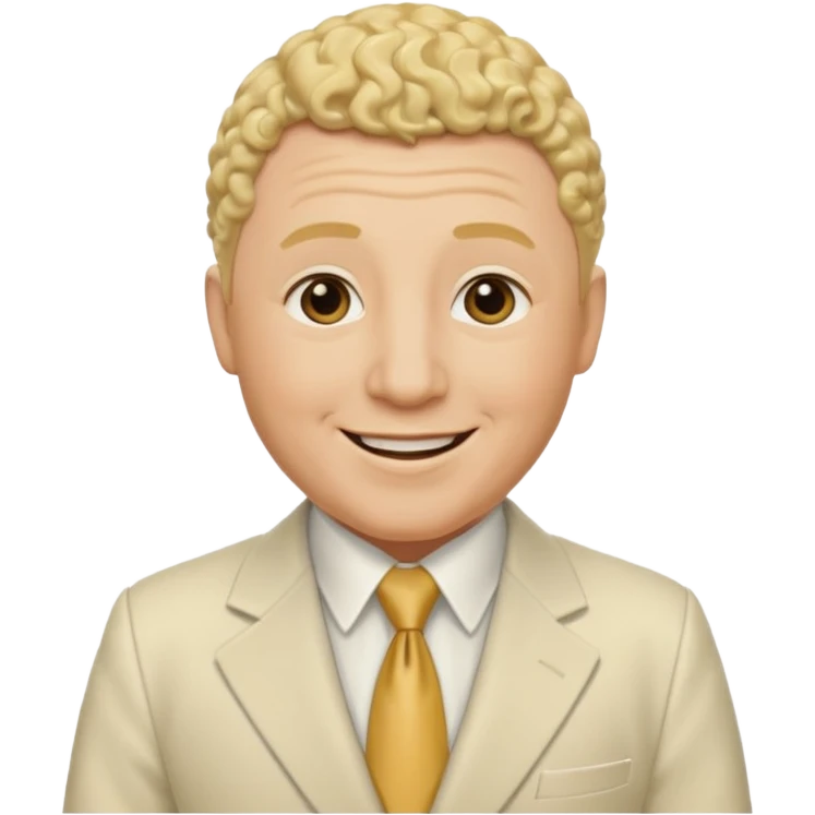 Curly Howard from the Three Stooges with blonde hair, ivory suit emoji