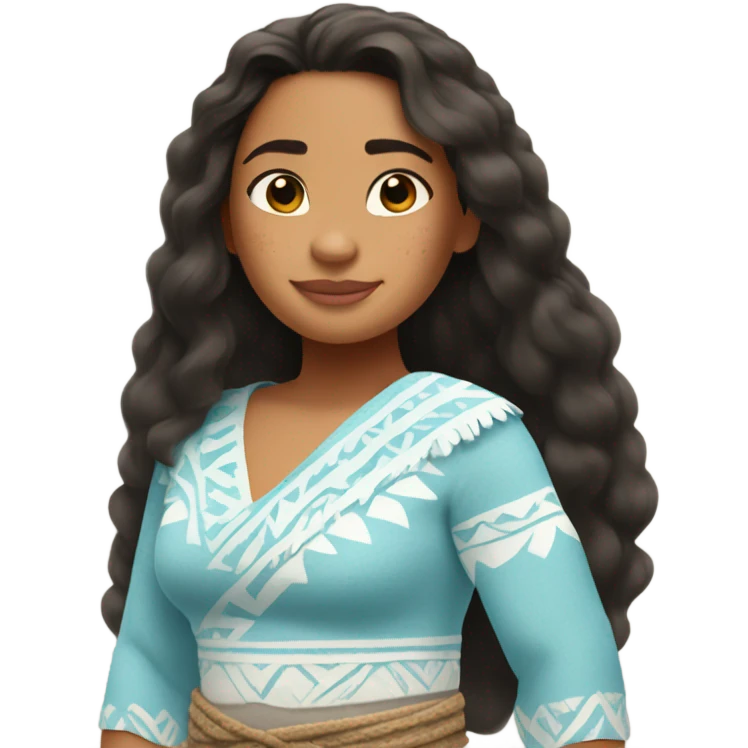 Moana wearing light blue emoji
