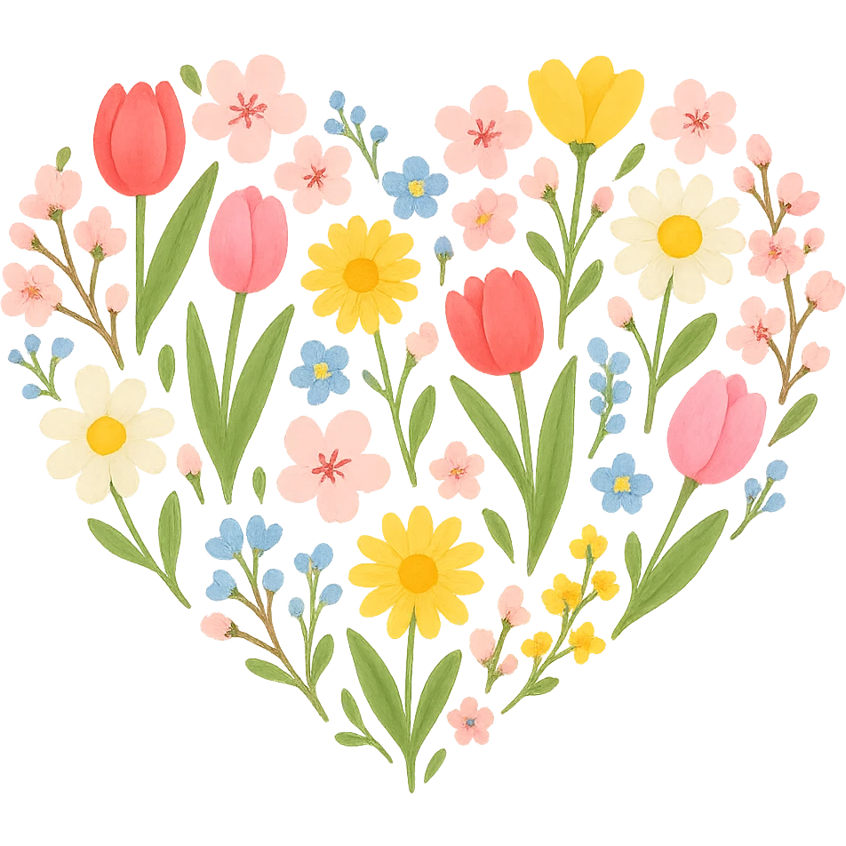 heart with spring flowers theme emoji