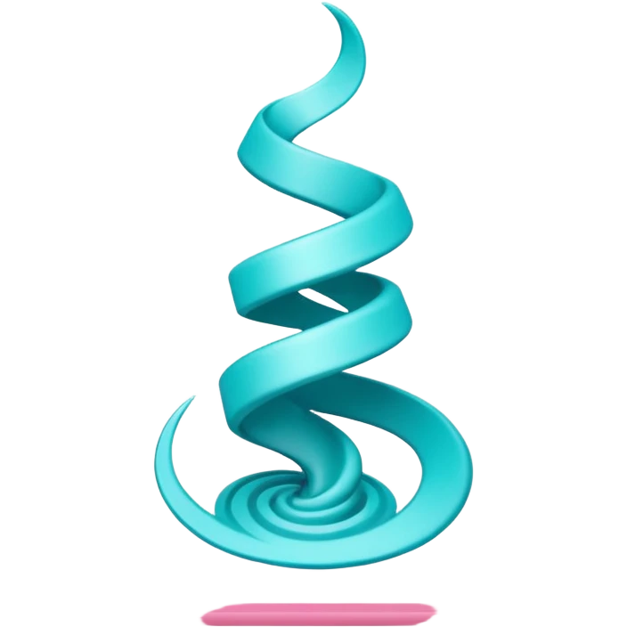 Tiny compressed Stylized teal tornado symbol inside a pastel white gradient square icon, pink thin borders emoji