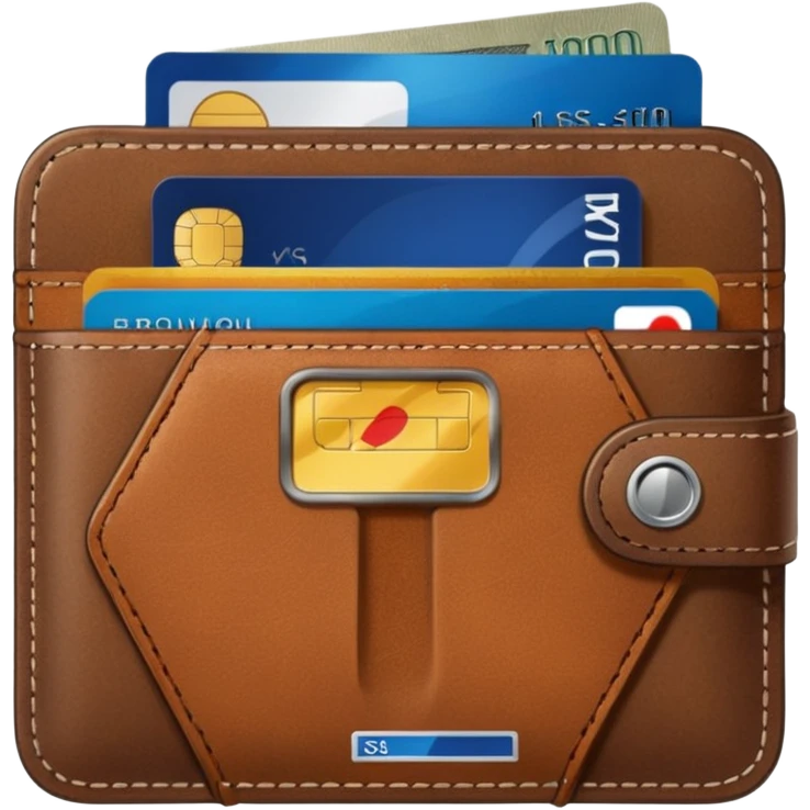 portefeuille marron avec billet et carte bancaire emoji
