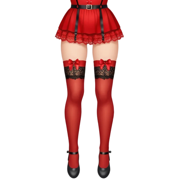 Lacey thigh high with garter belt red emoji