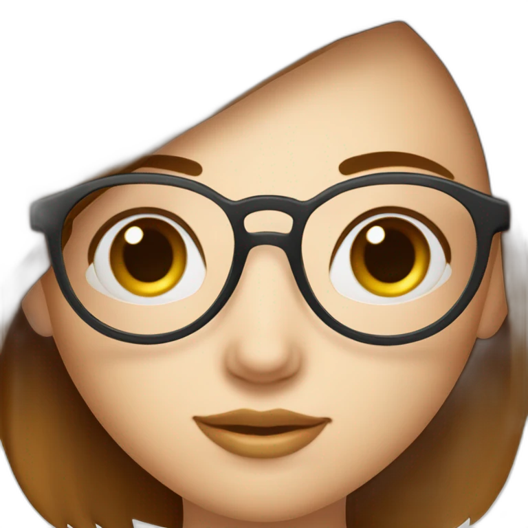 Fille a lunettes cheveux lisses brun mi-court emoji