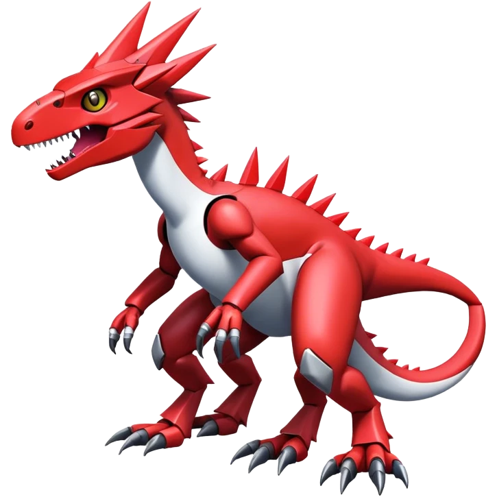 Spiky Cool Edgy Futuristic shiny colorful Digimon-Fakemon-Guilmon-Velociraptor-Mecha full body   emoji