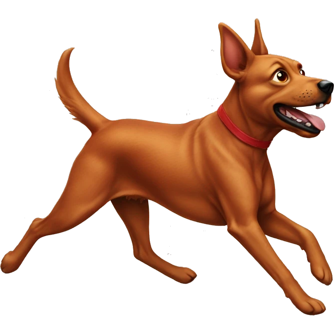realistic solid red dog with pointed ears running emoji