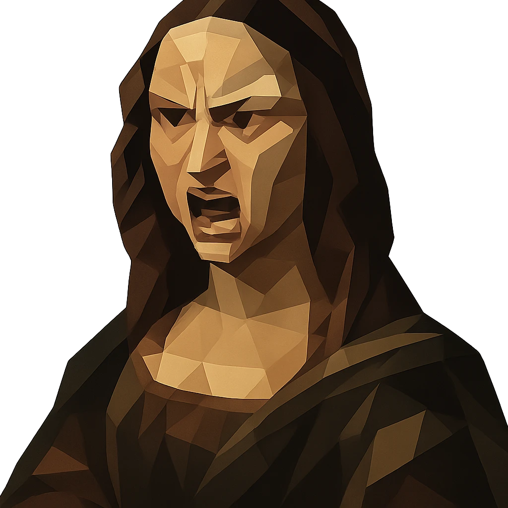 Mona Lisa showing anger emoji